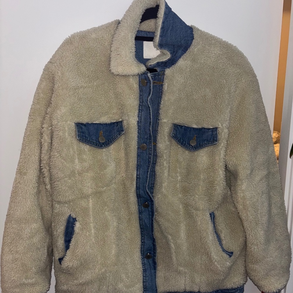 Oak and fort denim fur jacket